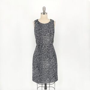 J Crew Polka Dot Animal Print Sheath Dress Blue White 0 Business casual preppy